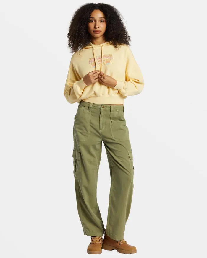 Billabong All Time Fleece Pullover Sweatshirt Retro Yellow Womens Sweatshirts and Fleece