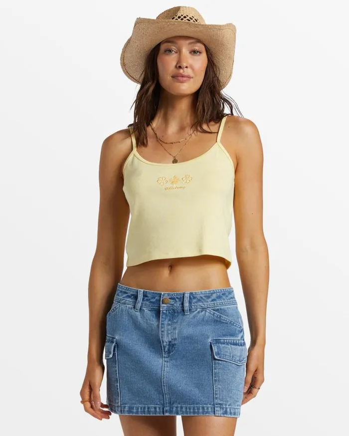 Billabong Aloe Cropped Tank Top Mellow Yellow Womens Tops