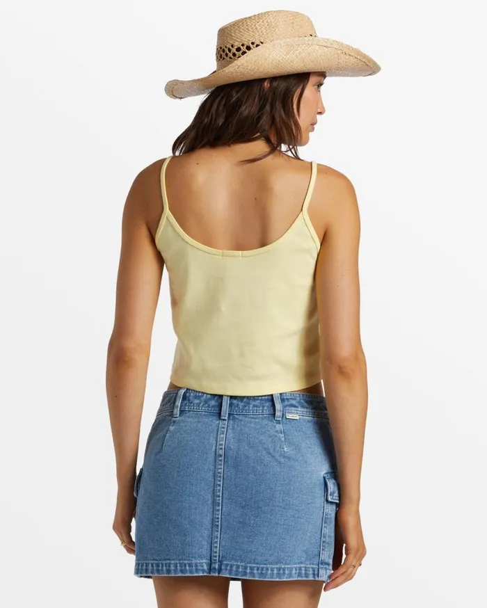 Billabong Aloe Cropped Tank Top Mellow Yellow Womens Tops Billabong Aloe Cropped Tank Top Mellow Yellow Womens Tops