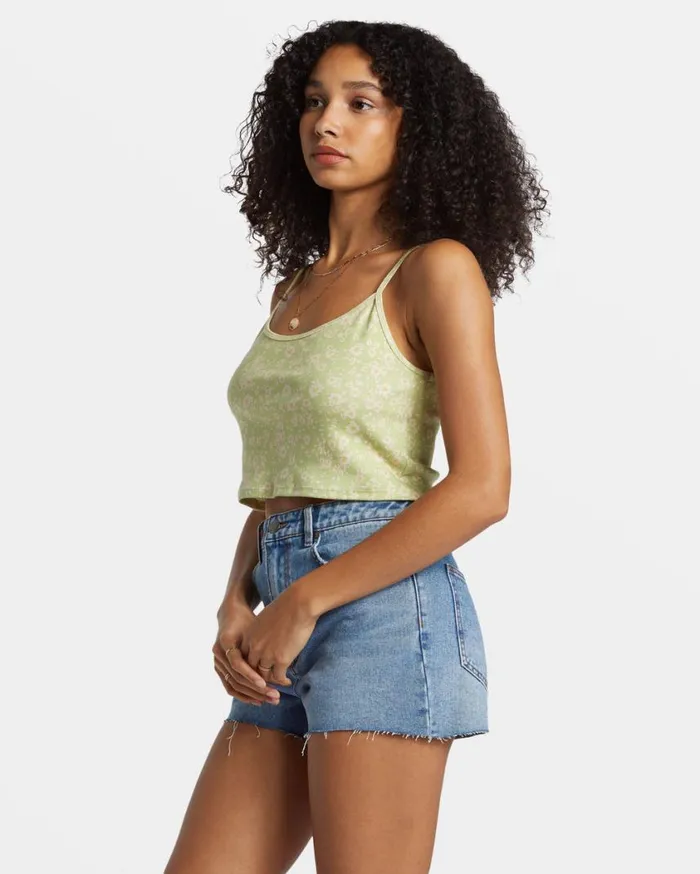 Billabong Aloe Cropped Tank Top Willow Womens Tops Billabong Aloe Cropped Tank Top Willow Womens Tops