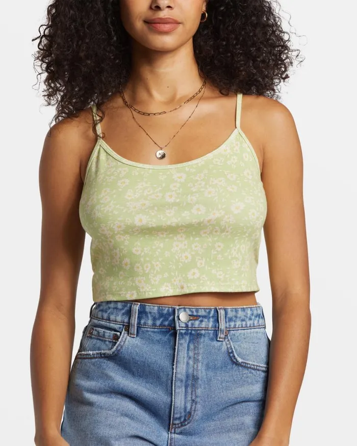 Billabong Aloe Cropped Tank Top Willow Womens Tops Billabong Aloe Cropped Tank Top Willow Womens Tops