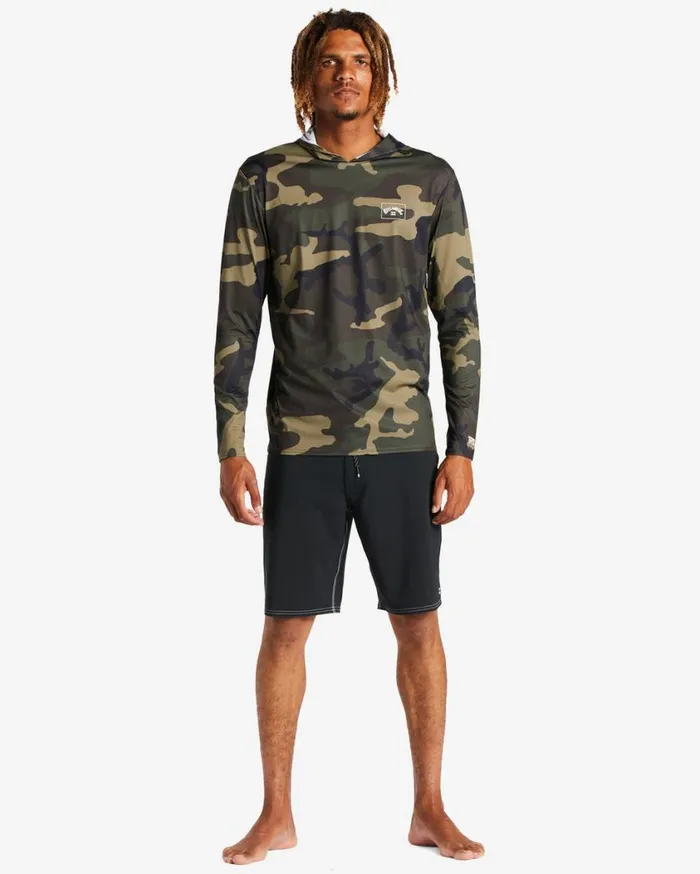 Billabong Arch Mesh Hooded Upf 50 Long Sleeve Rashguard Surplus Mens Rashguards and Surf Tees
