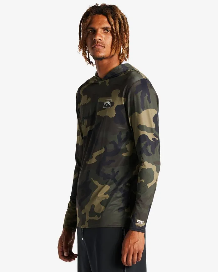 Billabong Arch Mesh Hooded Upf 50 Long Sleeve Rashguard Surplus Mens Rashguards and Surf Tees