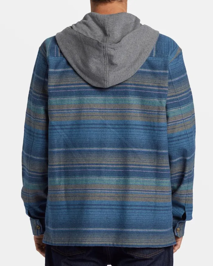 Billabong Baja Hooded Flannel Shirt Dusty Navy Mens Hoodies and Fleece Billabong Baja Hooded Flannel Shirt Dusty Navy Mens Hoodies and Fleece