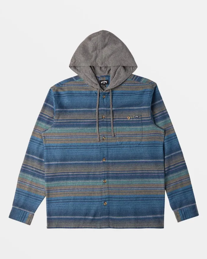 Billabong Baja Hooded Flannel Shirt Dusty Navy Mens Hoodies and Fleece Billabong Baja Hooded Flannel Shirt Dusty Navy Mens Hoodies and Fleece