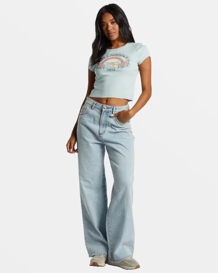 Billabong Blocky Sun TShirt Sea Fog Womens Graphic Tees and Tanks Billabong Blocky Sun TShirt Sea Fog Womens Graphic Tees and Tanks