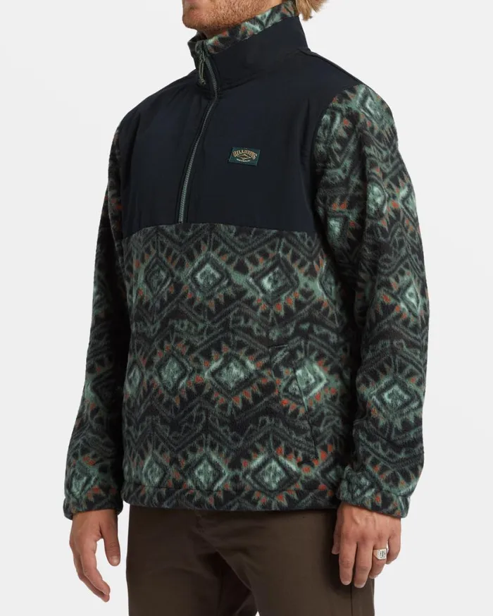 Billabong Boundary Reissue Polar Fleece Half Zip Pullover Black Mens Hoodies and Fleece