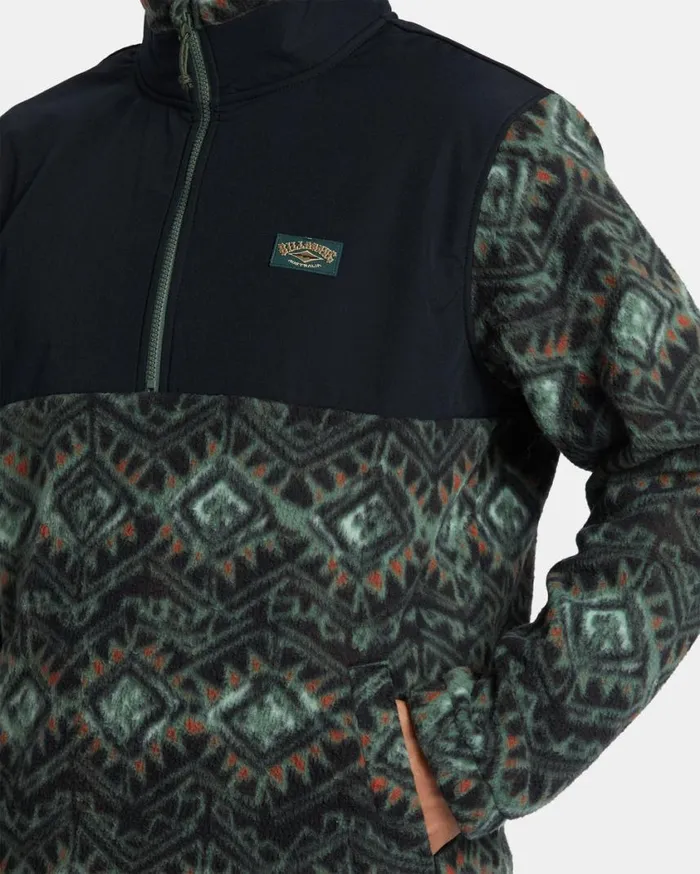 Billabong Boundary Reissue Polar Fleece Half Zip Pullover Black Mens Hoodies and Fleece