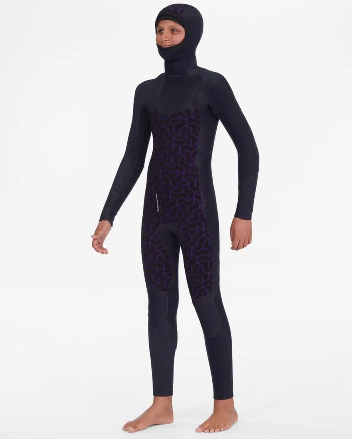 Billabong Boys 54 Absolute Chest Zip Hooded Wetsuit Military Mens Wetsuits