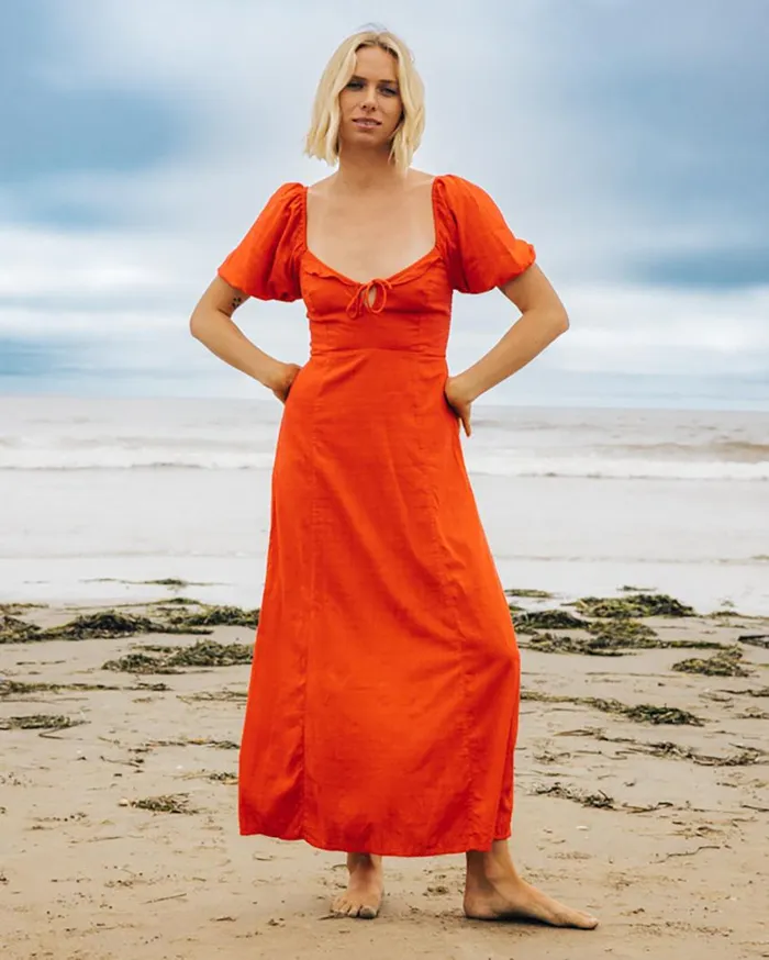 Billabong Burning Love Maxi Dress Fiesta Red Womens Dresses