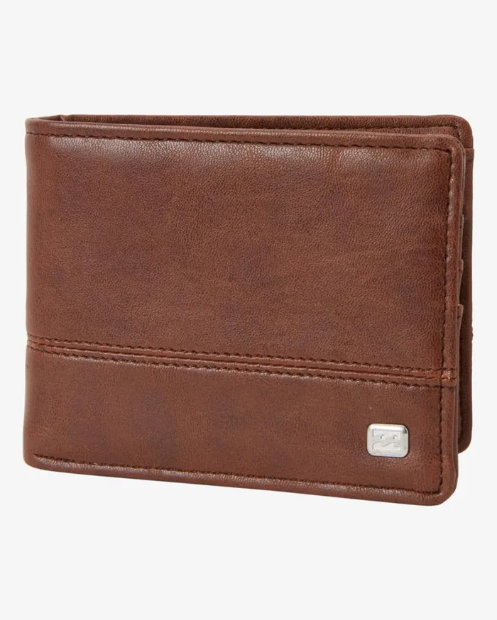 Billabong Dimension Faux Leather BiFold Wallet Java Grain Mens Wallets