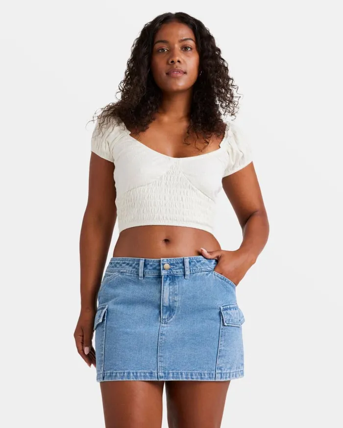 Billabong Kallie Crop Top Salt Crystal Womens Tops
