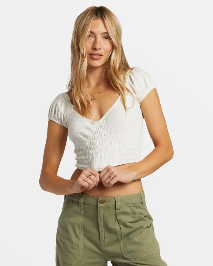 Billabong Kallie Crop Top Salt Crystal Womens Tops Billabong Kallie Crop Top Salt Crystal Womens Tops