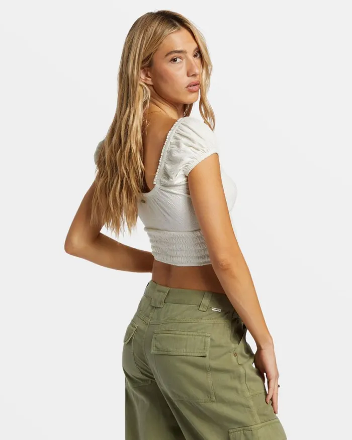 Billabong Kallie Crop Top Salt Crystal Womens Tops Billabong Kallie Crop Top Salt Crystal Womens Tops