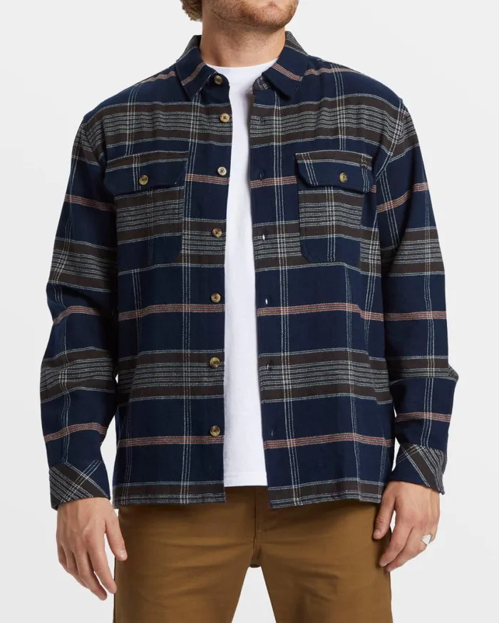 Billabong Offshore Long Sleeve Flannel Shirt Navy Mens Shirts