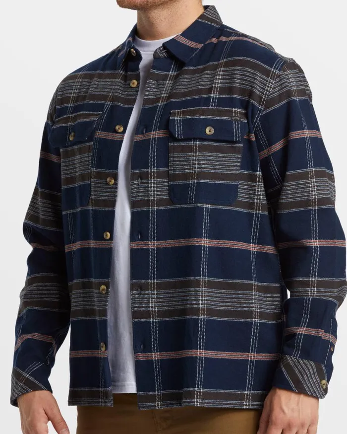 Billabong Offshore Long Sleeve Flannel Shirt Navy Mens Shirts Billabong Offshore Long Sleeve Flannel Shirt Navy Mens Shirts