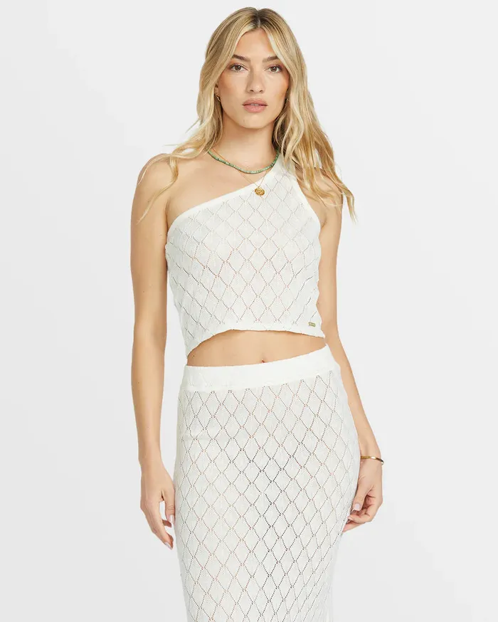 Billabong Only You One Shoulder Top Salt Crystal Womens Tops