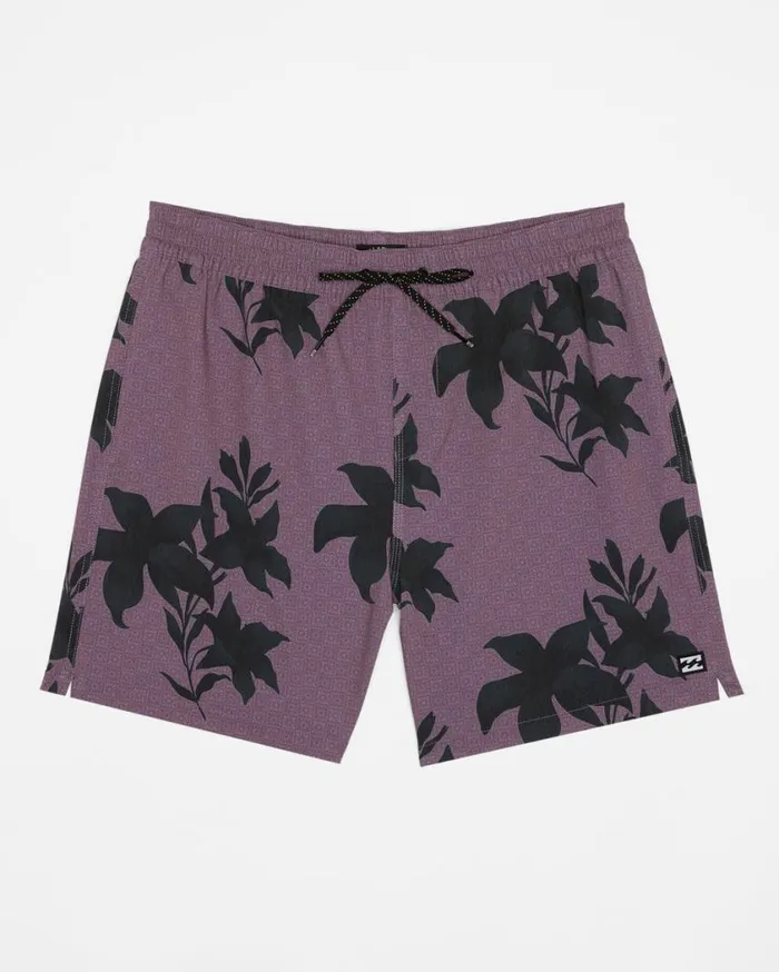 Billabong Sundays Layback 17034 Elastic Waist Shorts Purple Haze Mens Layback Boardshorts