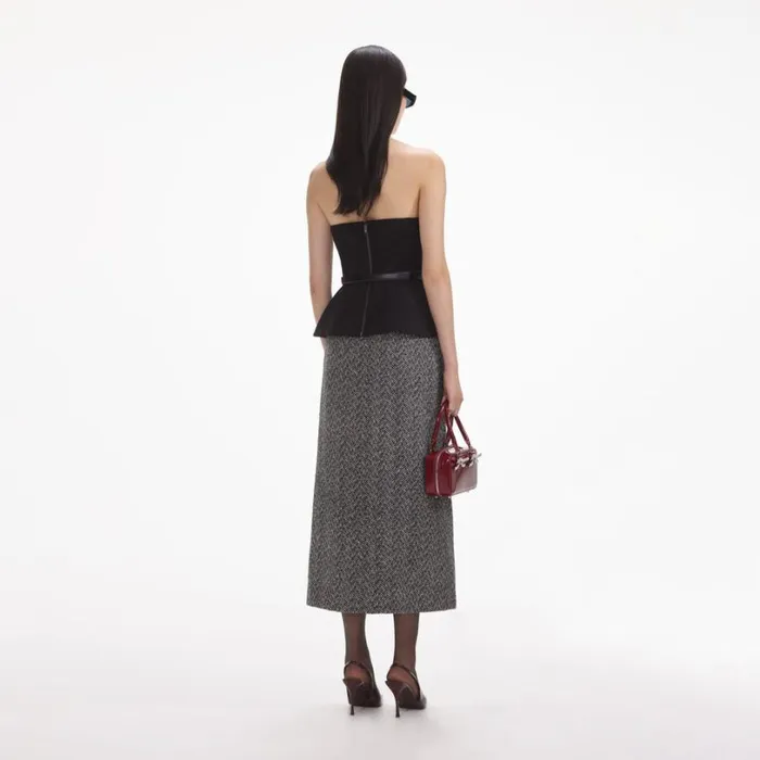 Black Crepe Bandeau Top Women Self Portrait Tops
