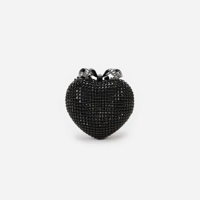 Black Crystal Heart Clutch Women Self Portrait Clutch Bags Black Crystal Heart Clutch Women Self Portrait Clutch Bags