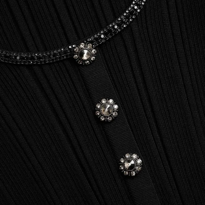 Black Embellished Knit Top Women Self Portrait Tops