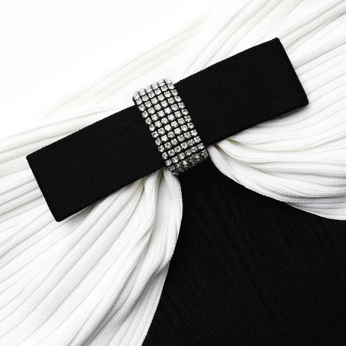 Black Knit Bow Midi Dress Women Self Portrait Dresses Black Knit Bow Midi Dress Women Self Portrait Dresses