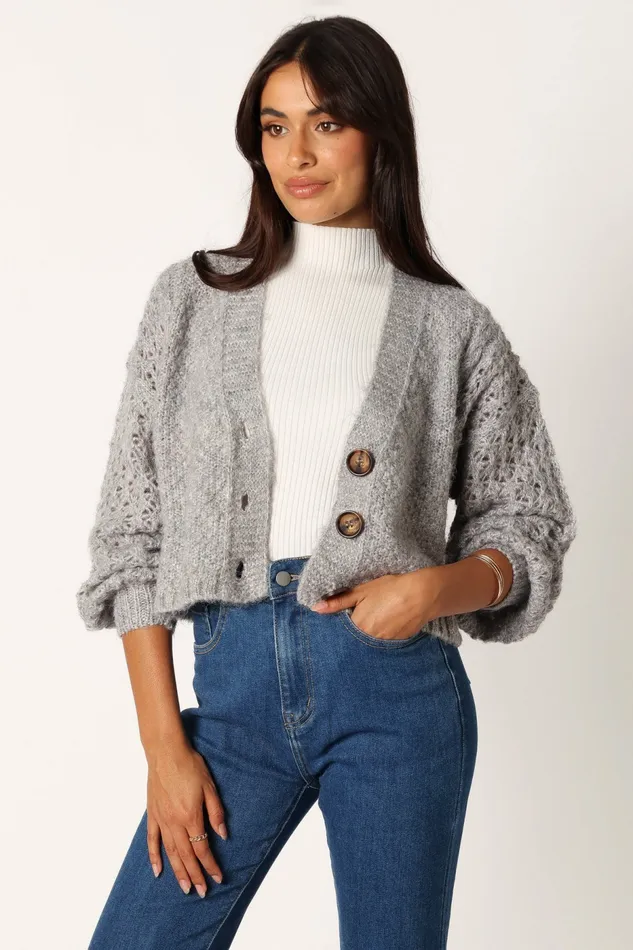 Blakey Cardigan Grey Sweaters Petal and Pup Women