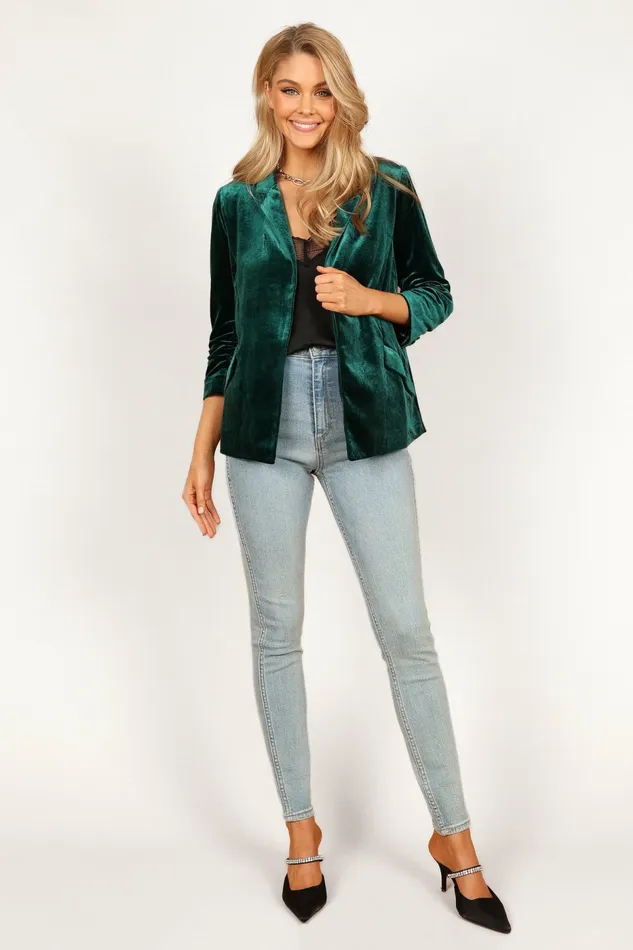 Blazers Vera Velvet Blazer Green 8211 Petal and Pup Women