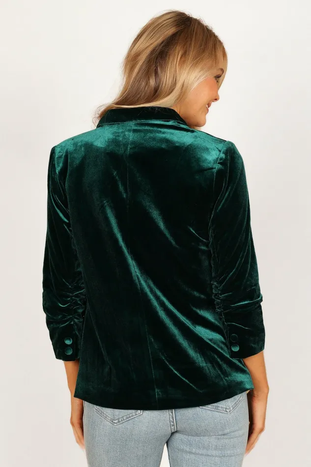 Blazers Vera Velvet Blazer Green 8211 Petal and Pup Women