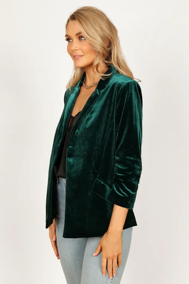 Blazers Vera Velvet Blazer Green 8211 Petal and Pup Women