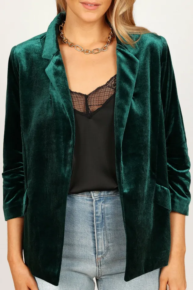 Blazers Vera Velvet Blazer Green 8211 Petal and Pup Women