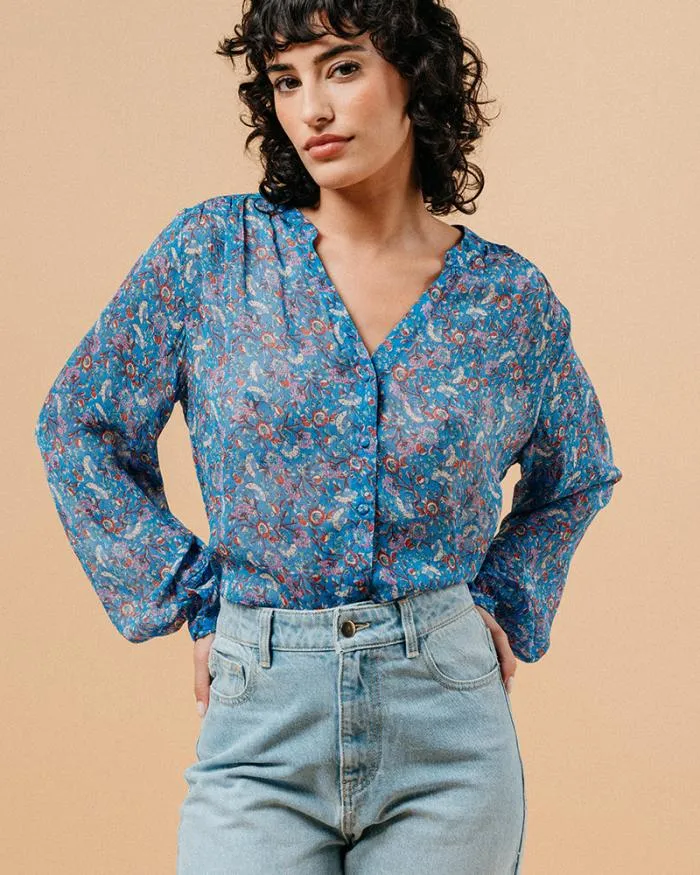 BLOUSE BLEU MARJORIE Shop Grace and Mila Patterned Blouses