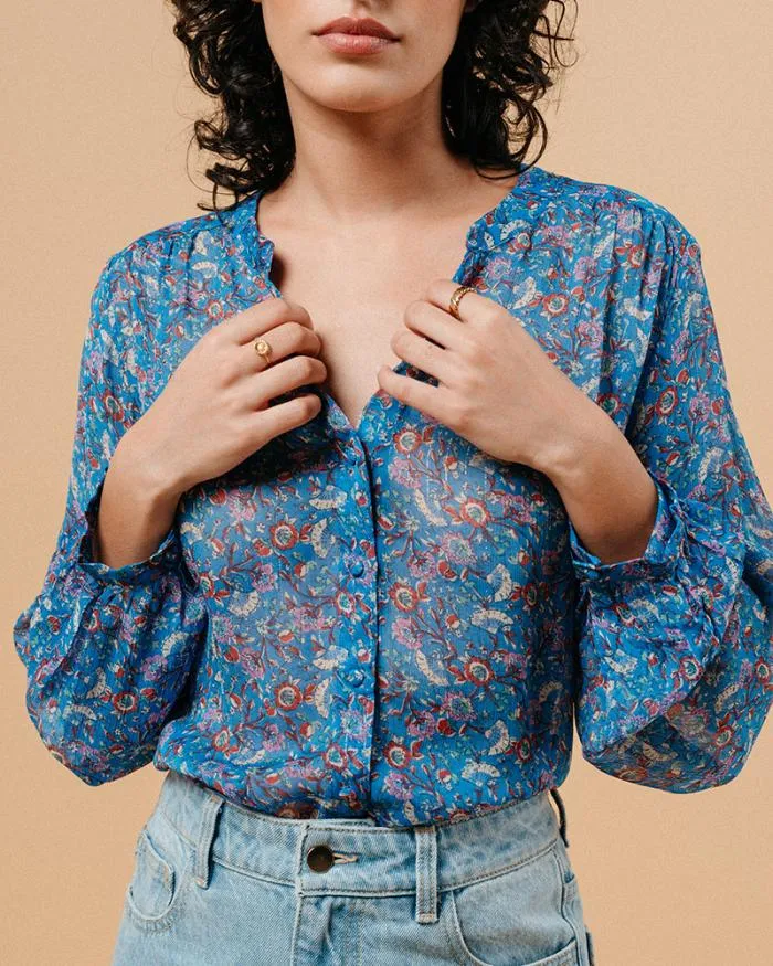BLOUSE BLEU MARJORIE Shop Grace and Mila Patterned Blouses