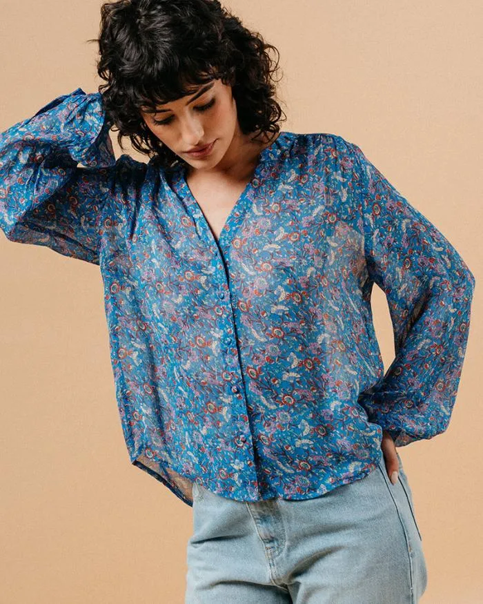 BLOUSE BLEU MARJORIE Shop Grace and Mila Patterned Blouses