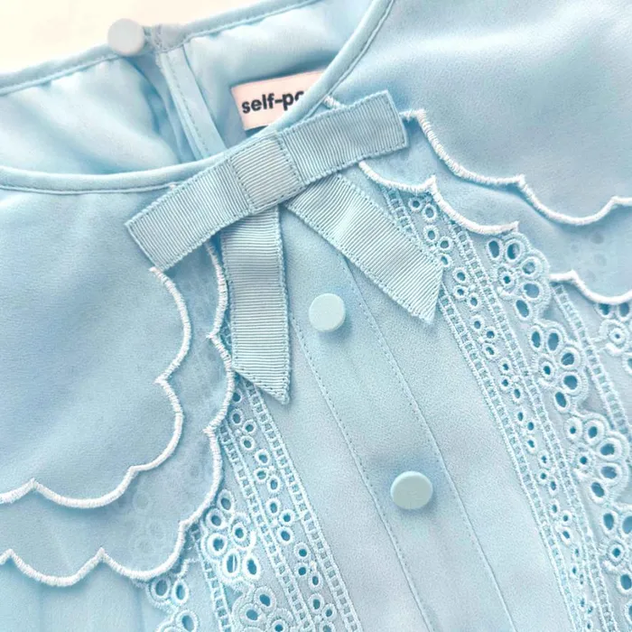 Blue Chiffon Midi Dress Women Self Portrait Flower Girl Blue Chiffon Midi Dress Women Self Portrait Flower Girl
