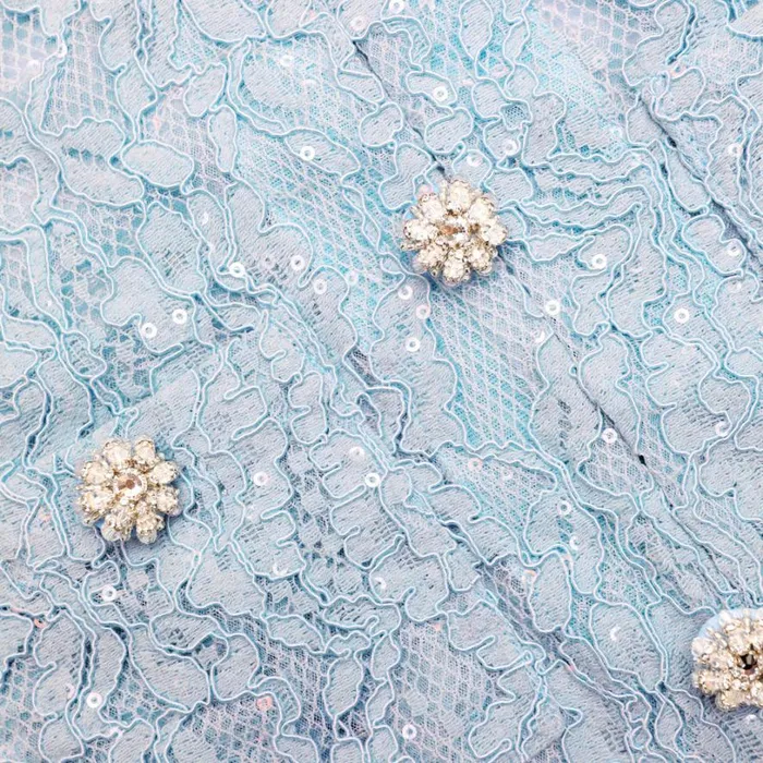 Blue Lace Embellished Top Women Self Portrait Tops
