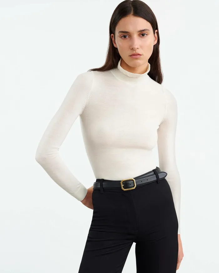 BOBBIE TURTLENECK SWEATER Ivory Women Nili Lotan Knits and Sweaters