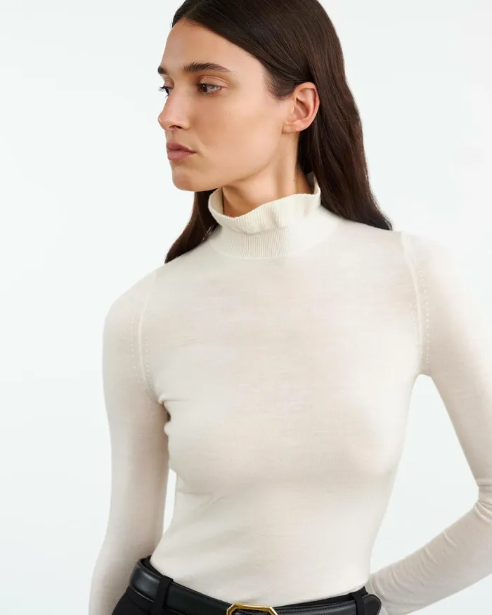 BOBBIE TURTLENECK SWEATER Ivory Women Nili Lotan Knits and Sweaters