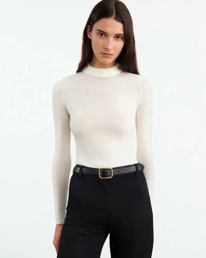 BOBBIE TURTLENECK SWEATER Ivory Women Nili Lotan Knits and Sweaters