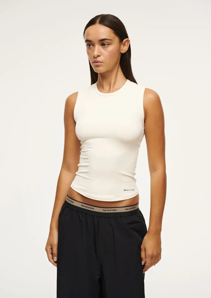 Bodyluxe PE Nation Women FOUNDATION MUSCLE TANK IN WHISPER WHITE