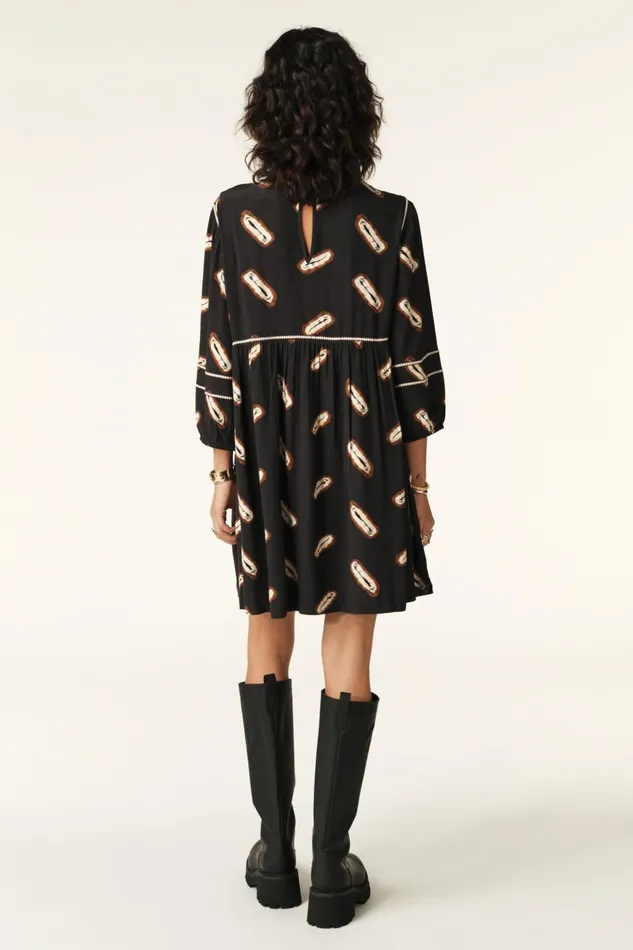 Bohemian Mini Dress Crispy Black Women Baandsh Dresses