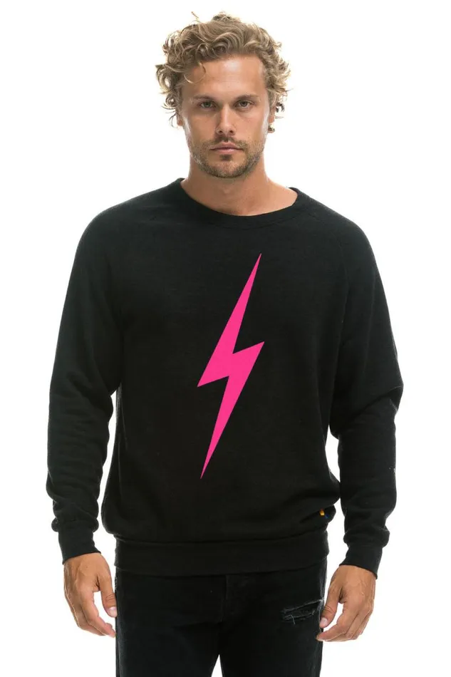 Bolt Crew Sweatshirt 8211 Black Neon Pink WomenMen Aviator Nation Sweatshirts