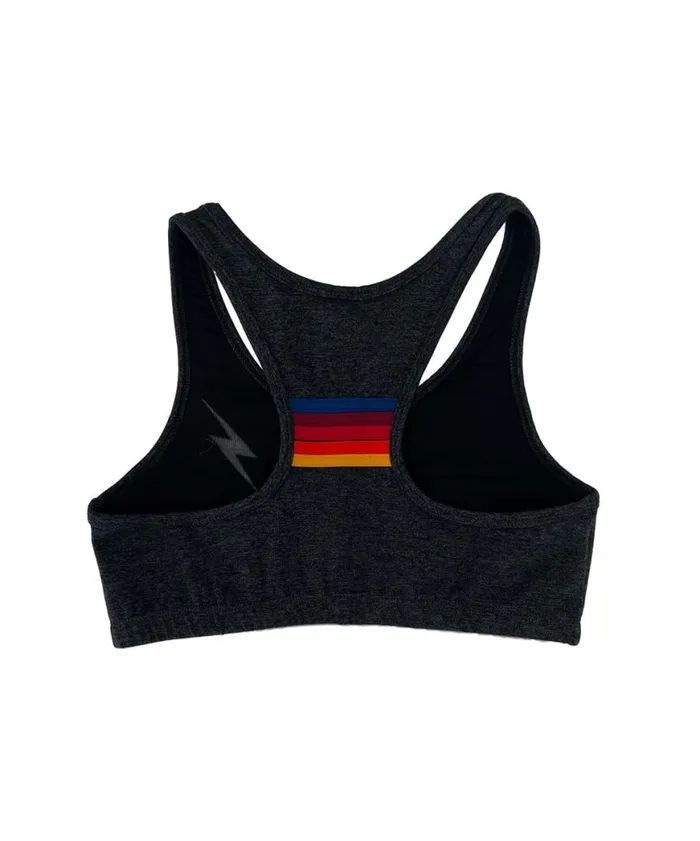 Bolt Embroidery Sports Bra 8211 Charcoal Women Aviator Nation Sports Bras