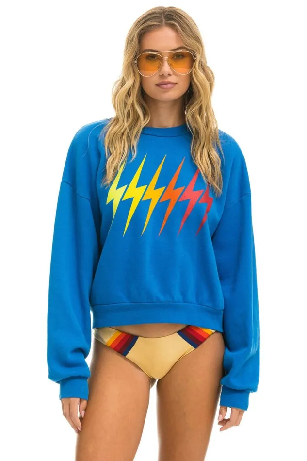Bolt Gradient Relaxed Crew Sweatshirt 8211 Ocean Rainbow WomenMen Aviator Nation Sweatshirts Bolt Gradient Relaxed Crew Sweatshirt 8211 Ocean Rainbow WomenMen Aviator Nation Sweatshirts