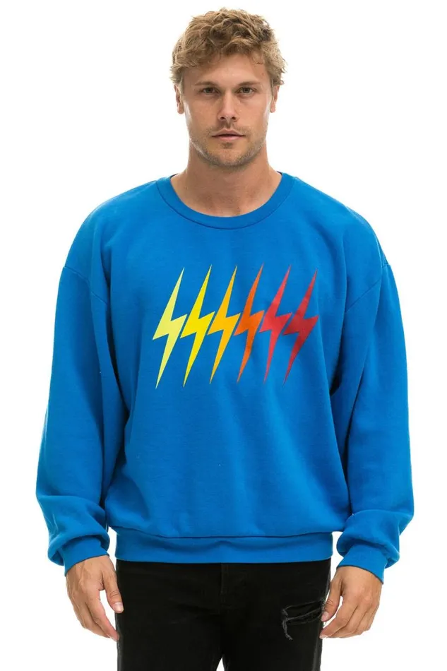Bolt Gradient Relaxed Crew Sweatshirt 8211 Ocean Rainbow WomenMen Aviator Nation Sweatshirts