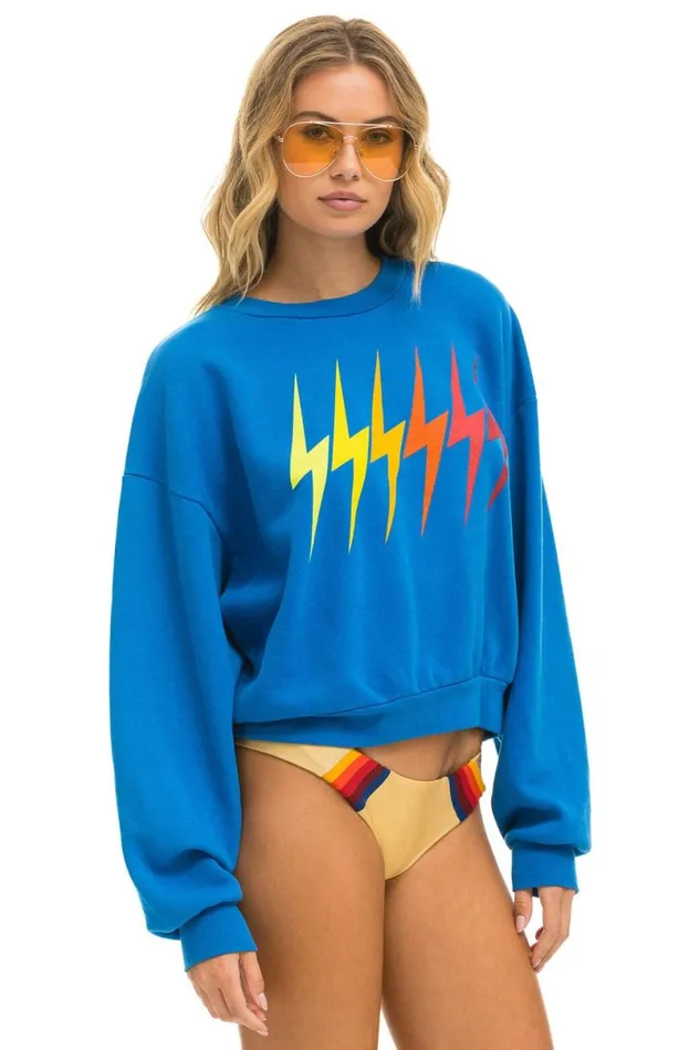 Bolt Gradient Relaxed Crew Sweatshirt 8211 Ocean Rainbow WomenMen Aviator Nation Sweatshirts
