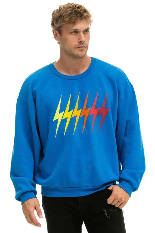 Bolt Gradient Relaxed Crew Sweatshirt 8211 Ocean Rainbow WomenMen Aviator Nation Sweatshirts