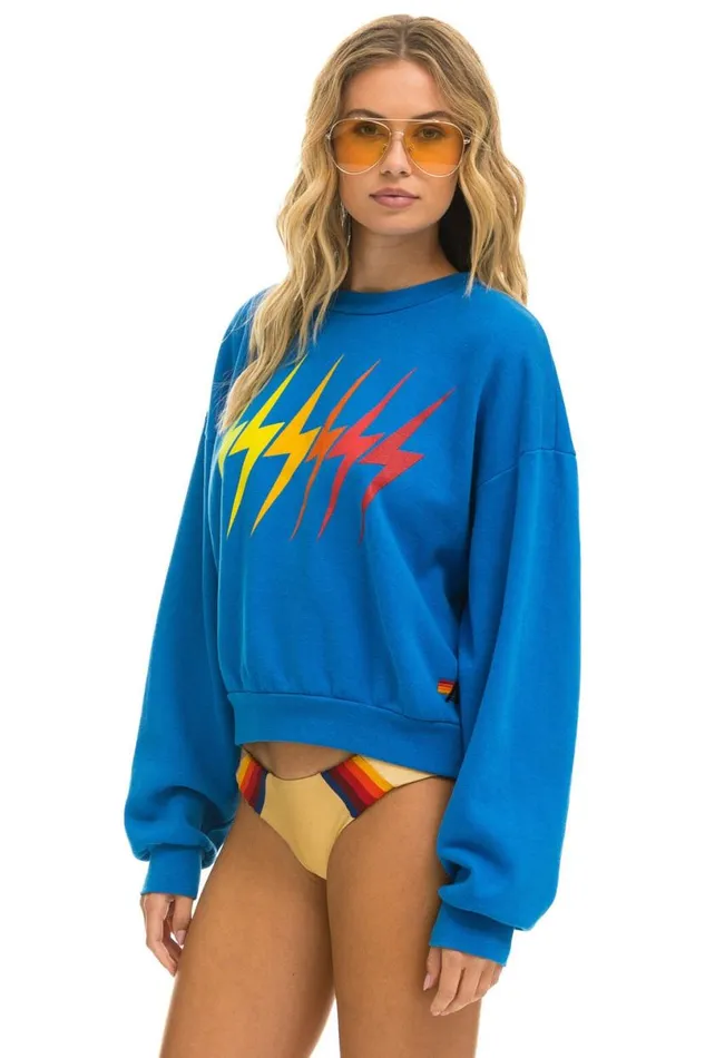 Bolt Gradient Relaxed Crew Sweatshirt 8211 Ocean Rainbow WomenMen Aviator Nation Sweatshirts