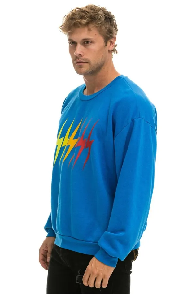 Bolt Gradient Relaxed Crew Sweatshirt 8211 Ocean Rainbow WomenMen Aviator Nation Sweatshirts