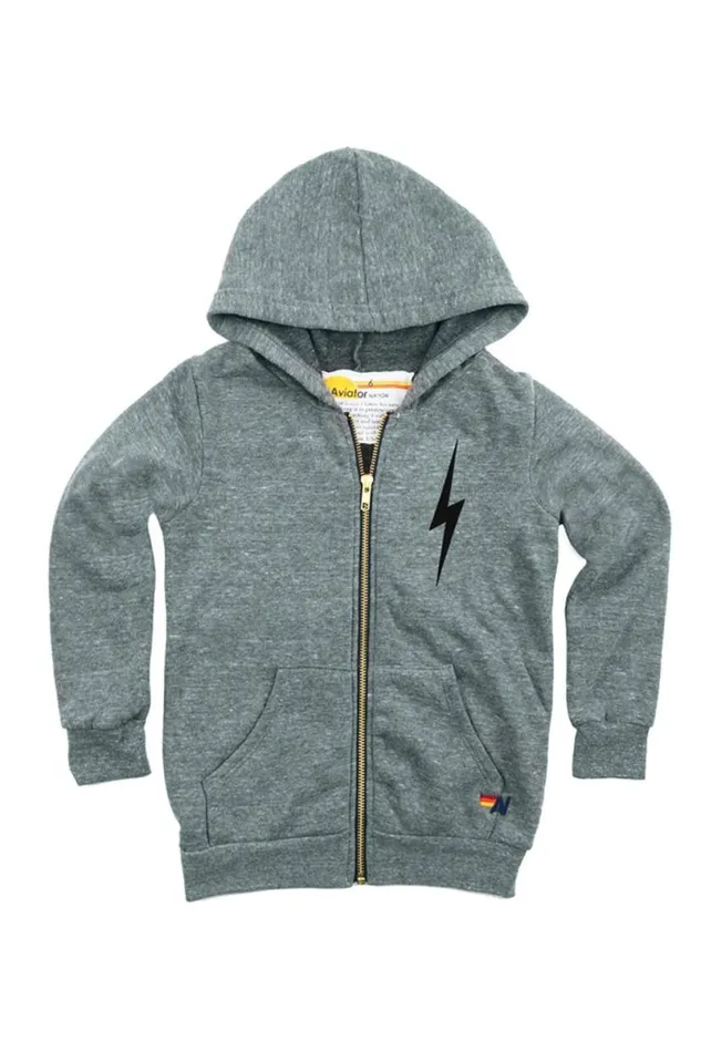 Bolt Print Zip Hoodie 8211 Heather Grey Kids Aviator Nation Hoodies